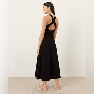 slim fit dress slacks Pact Fit & Flare Open Back Maxi Dress